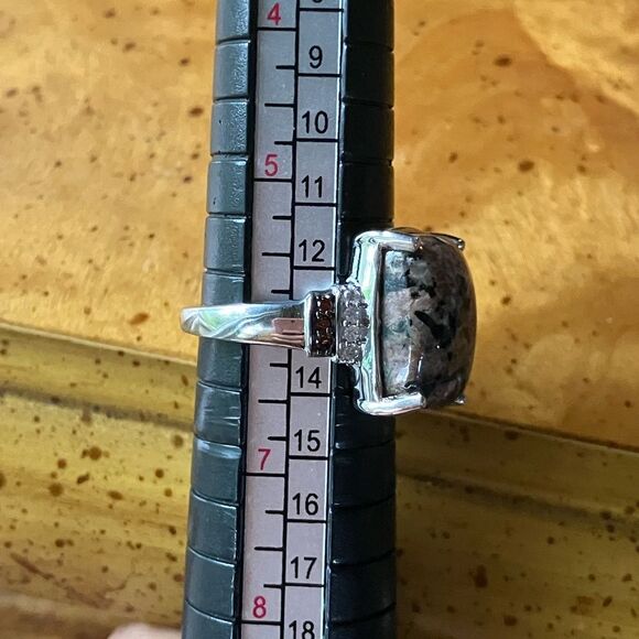 Natural Yooperlite Red Garnet Sterling Silver Ring Size 6 - Picture 8 of 9